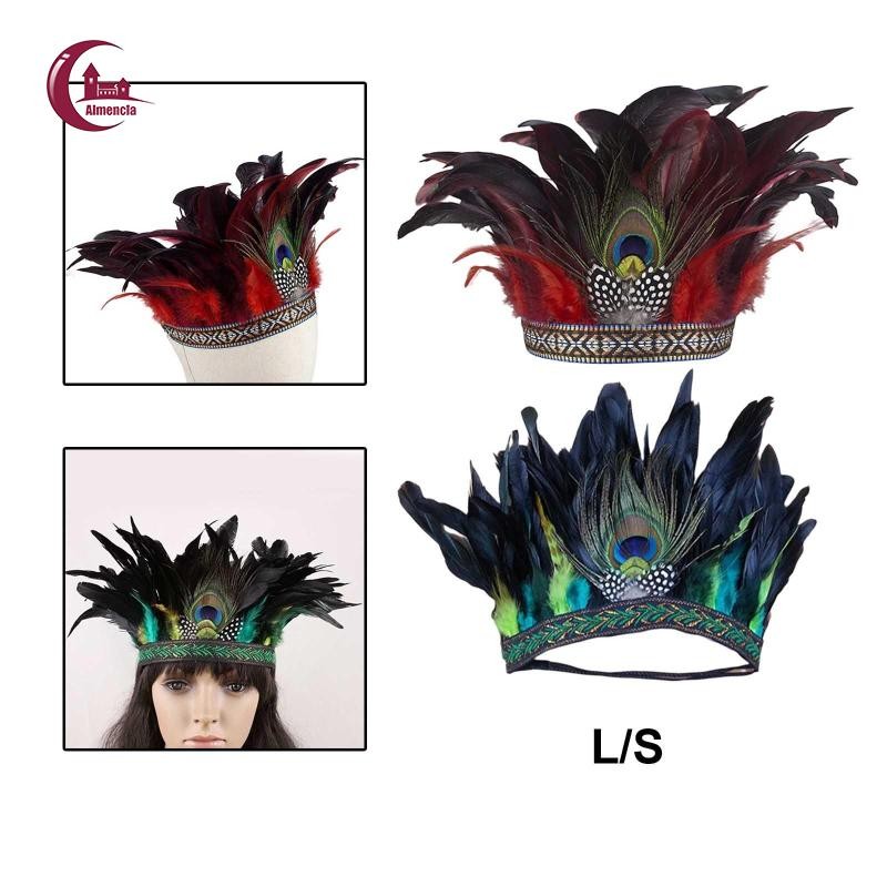 Băng đô Peacock Crown Fascinator Feather dành cho Halloween và Burlesque