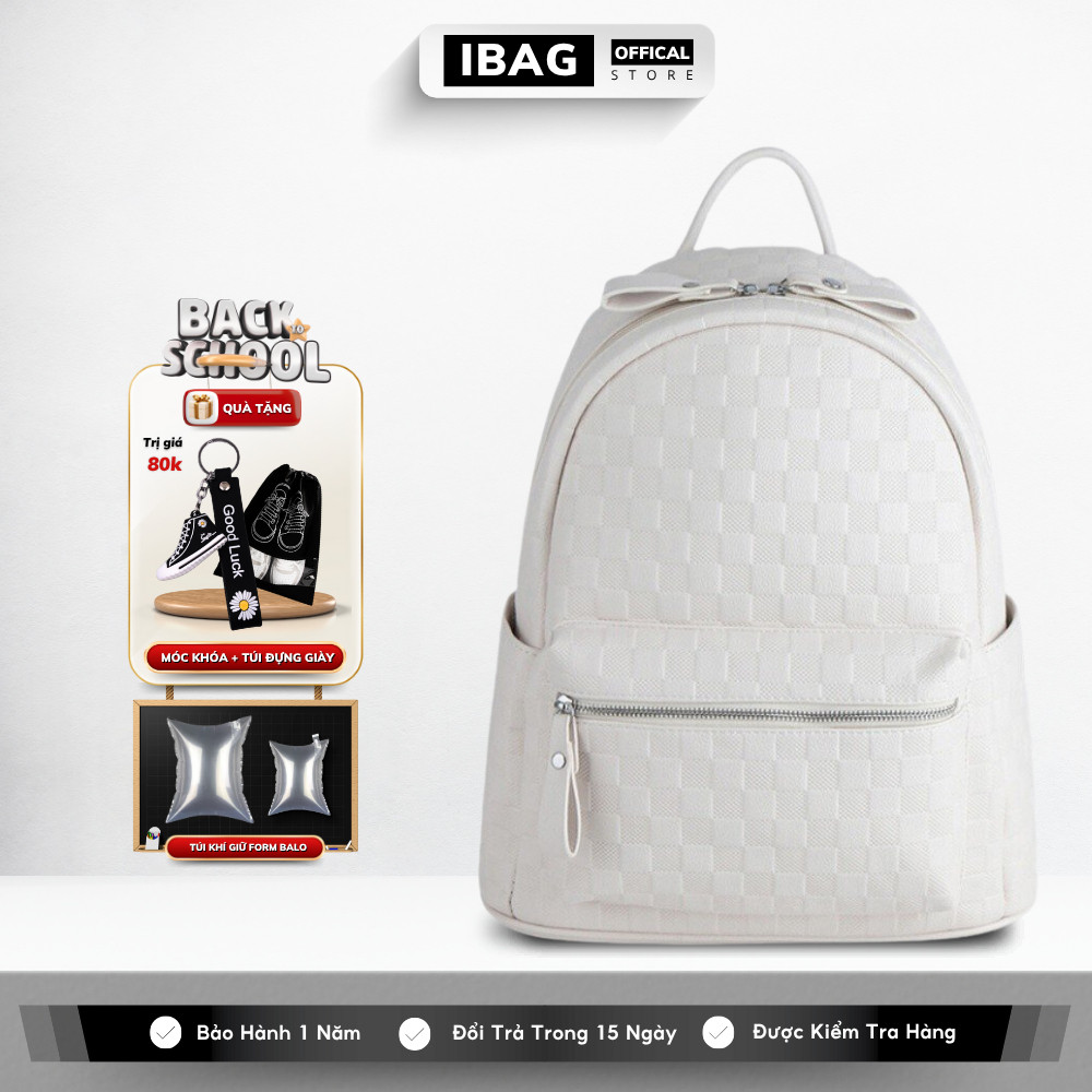 Balo Da Đi Học IBAG Balô Da Thời Trang Nam Nữ Cặp Da Pu Cao Cấp Ba Lo Da Cặp Đi Học Ulzzang Balo Đựn