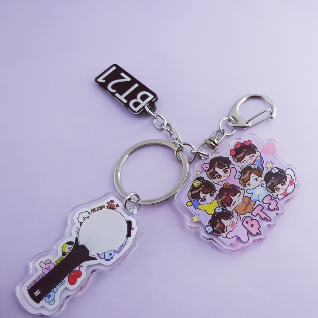Móc khóa Acrylic KPOP BTS BT21 - Túi hoạt hình dễ thương Charm & Mặt dây chuyền dành cho người hâm m