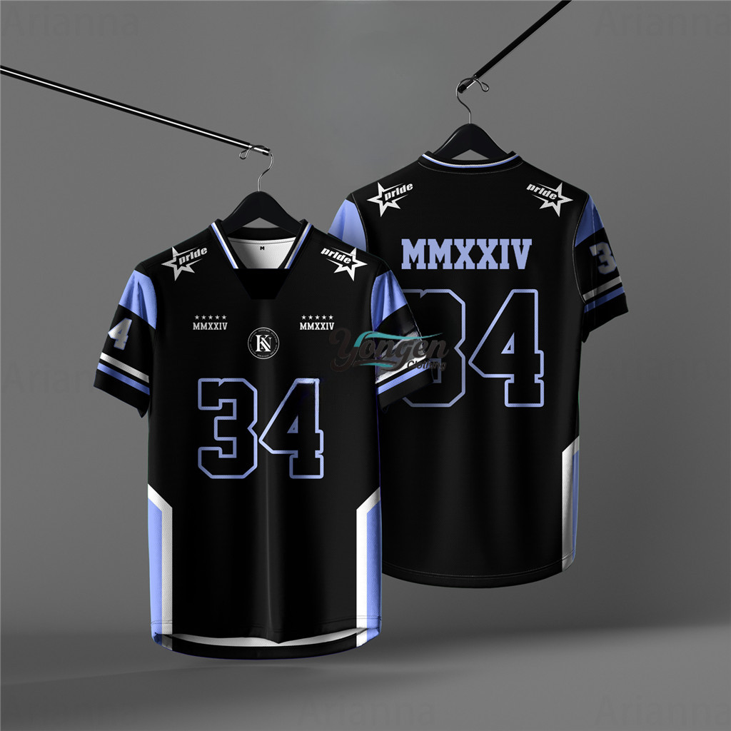 Áo thun Baju NFL 2025 cổ retro ngắn tay, chất liệu microfiber jersey, thiết kế thời trang unisex