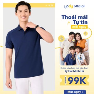 Áo polo nam Yody Sport áo thể thao tay raglan xẻ tà, áo thun có cổ, thoải mái vận động SAM7138