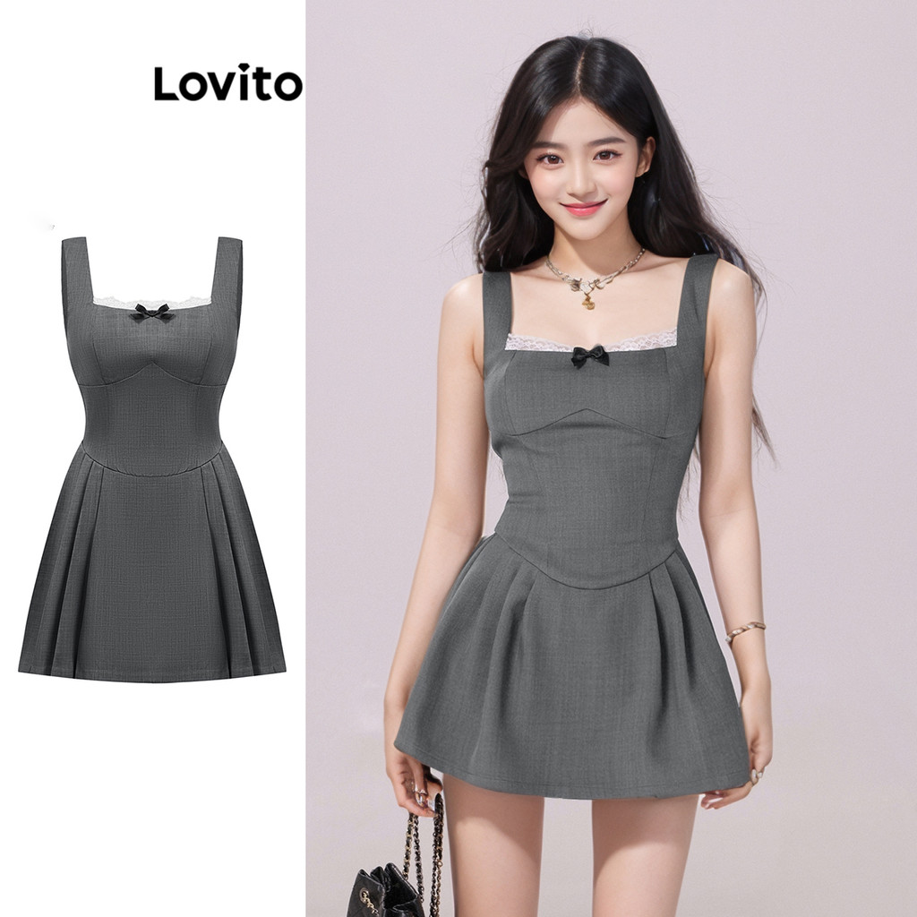 Đầm nữ Lovito nút màu trơn thanh lịch L110AD516