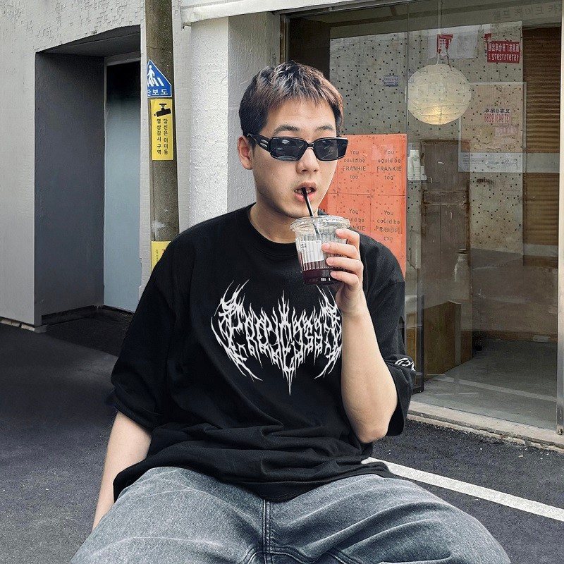 VOJQ GRAILZ TALK Graphic niche loose-fitting men's couple's short-sleeve shirt T Shirt