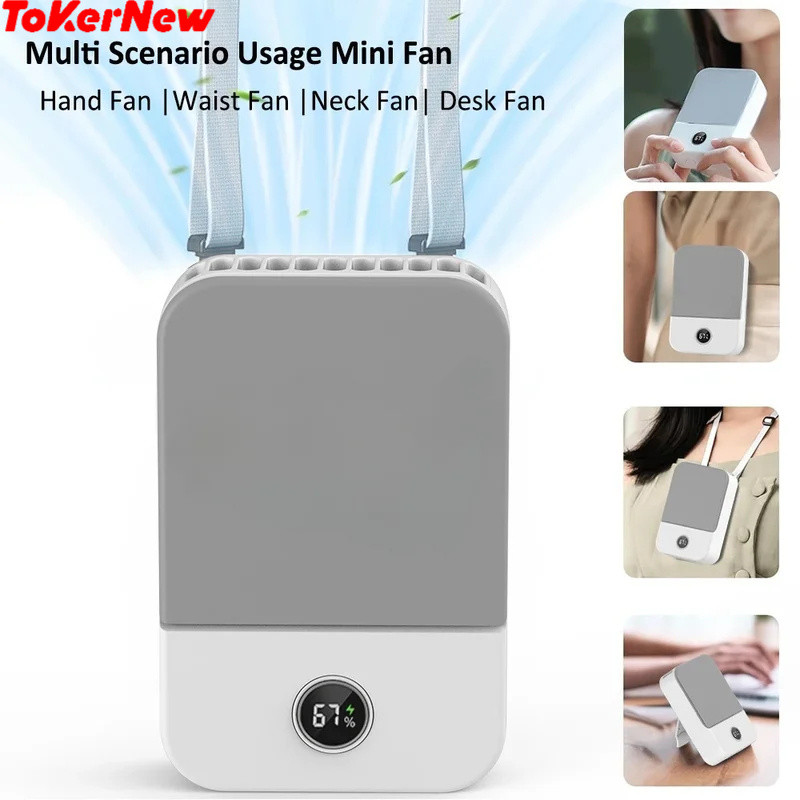Portable Waist Fan Hanging Neck Fan Mini USB Rechargeable Portable Waist Clip Fan for Outdoor Sports