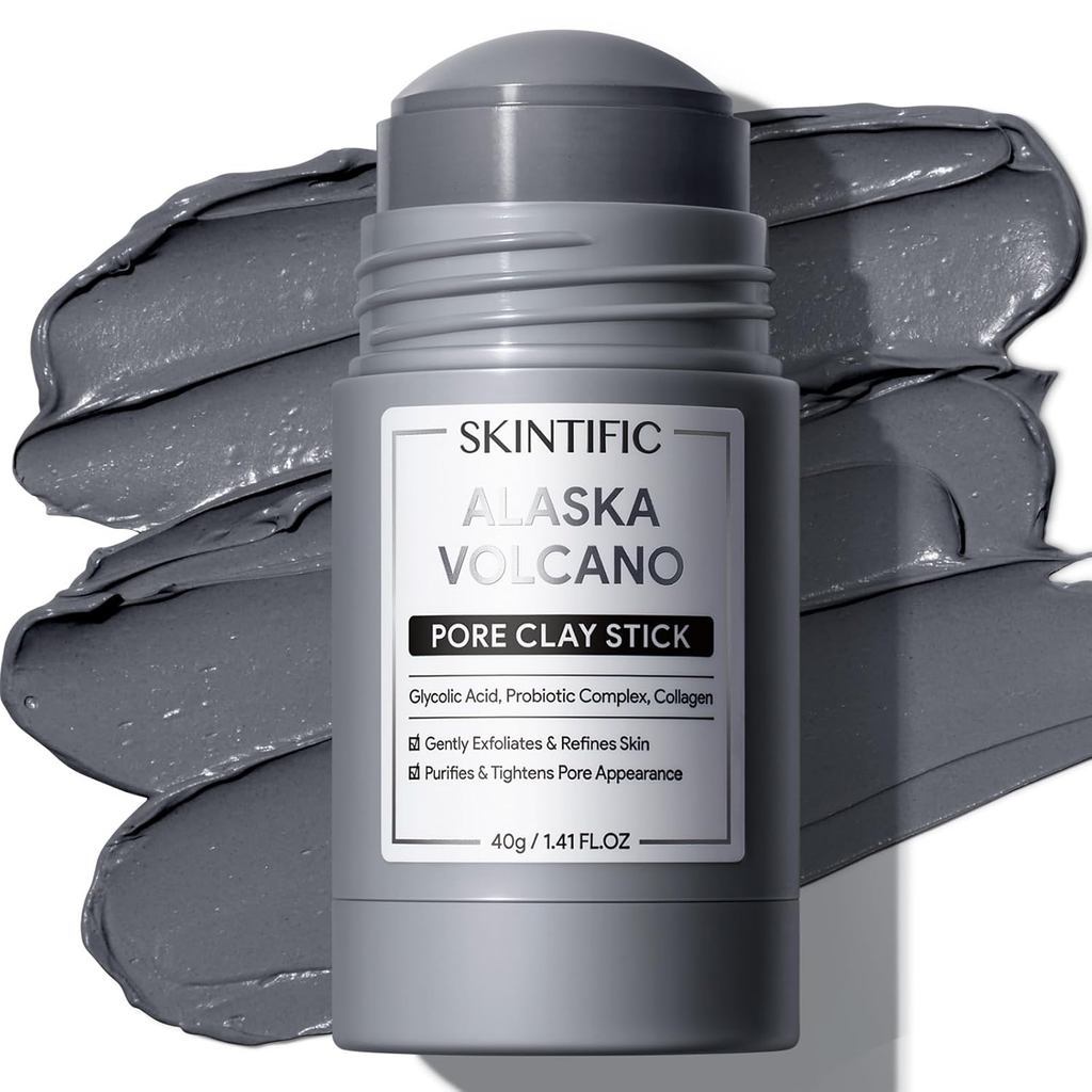 SKINTIFIC Deep Pore Cleaning Blackhead Remover Face Mask Stick, Mud Mask with Natural Alaska Volcano