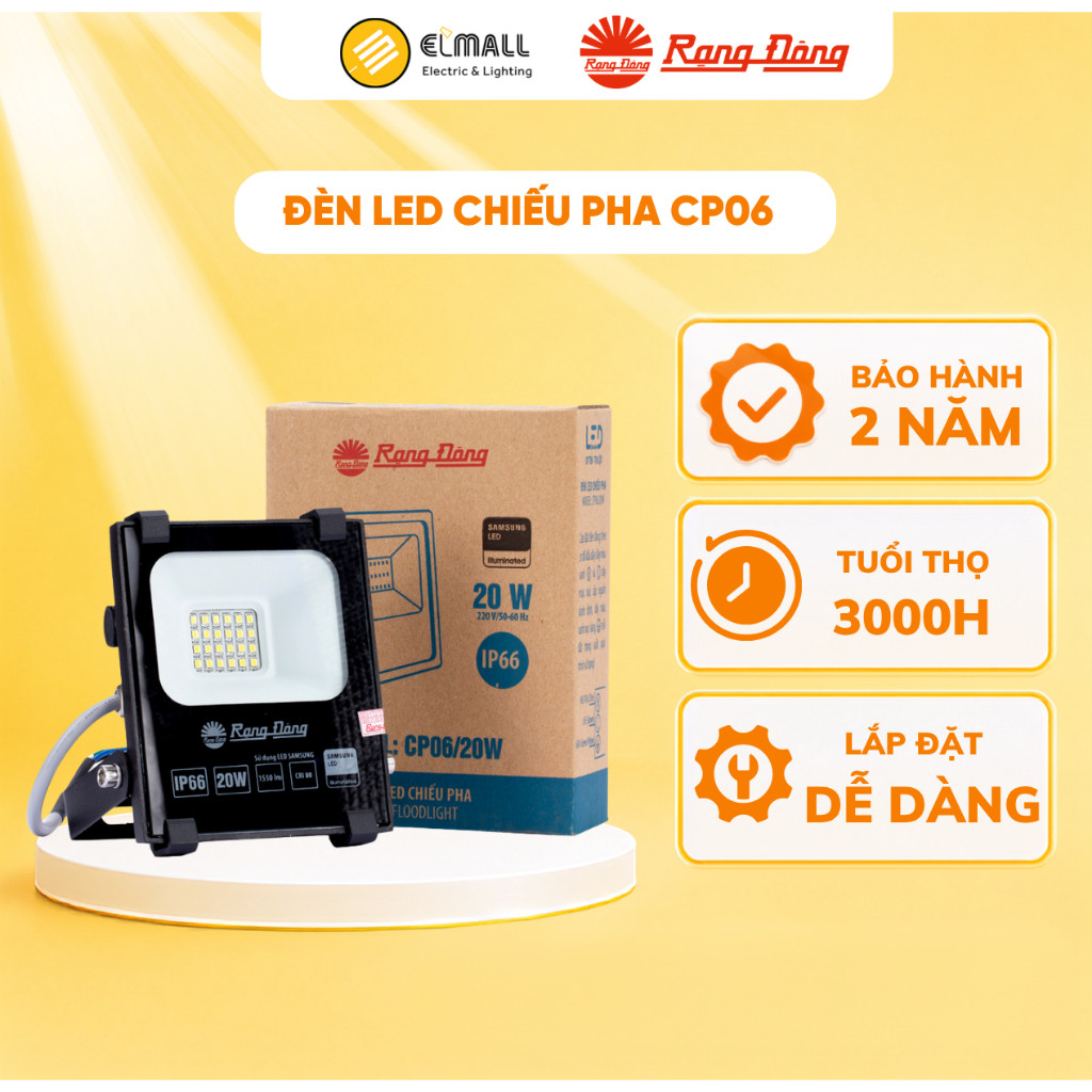 Đèn led pha RẠNG ĐÔNG 30W, 50W, 70W, 100W CP06 CHÍNH HÃNG, BẢO HÀNH Đèn pha Rạng Đông 2 NĂM