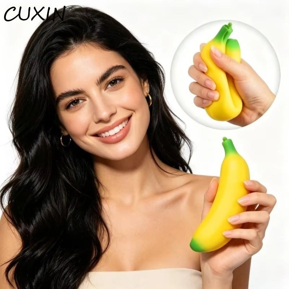 CUXIN Đồ chơi chuối phục hồi chậm, Chuối Squishy mềm tăng chậm, Máy ép mô phỏng Chuối hình quả chuối