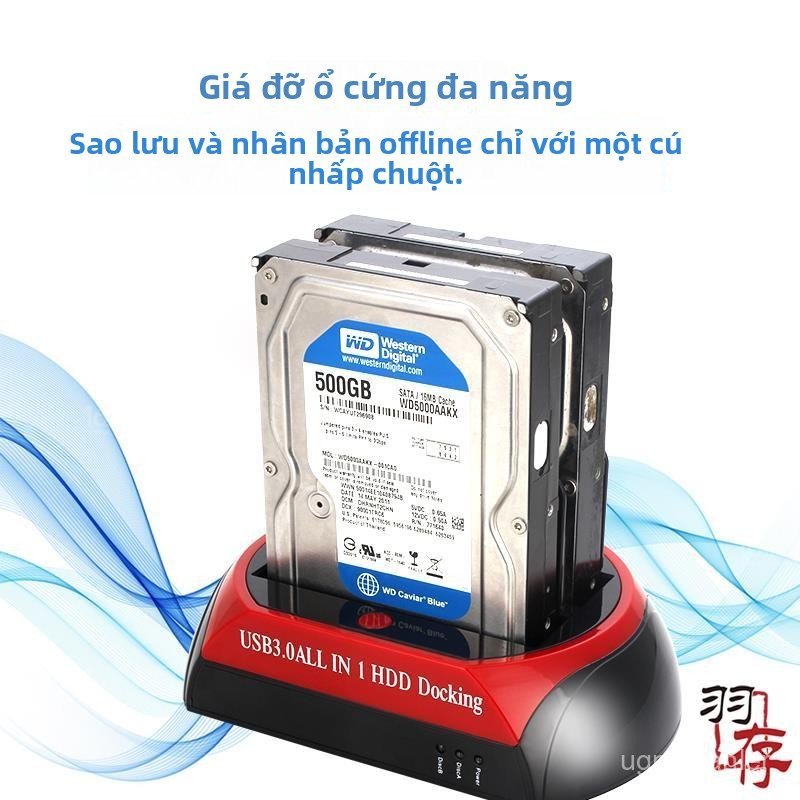 Đế đọc ổ cứng 3.5 inch 2 khay cắm usb 3.0 docking station đọc hdd ssd sata cắm ngoài cho máy tính pc