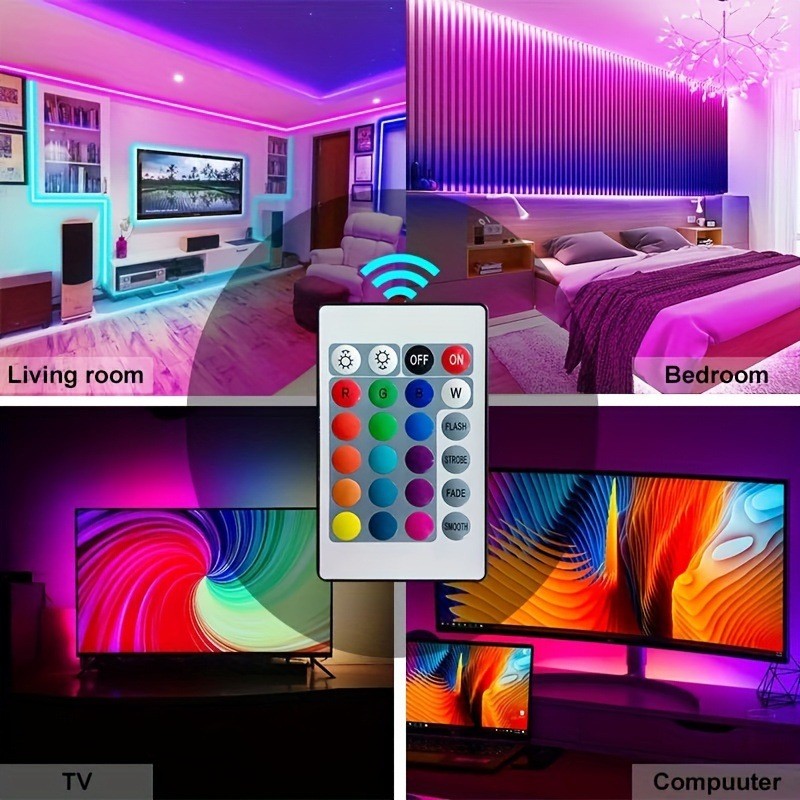 Thanh đèn điện áp thấp 5V 3535RGB Bluetooth Hồng ngoại 16 đèn Bộ dải đèn USB 10m 20m 30m RGB Symphon