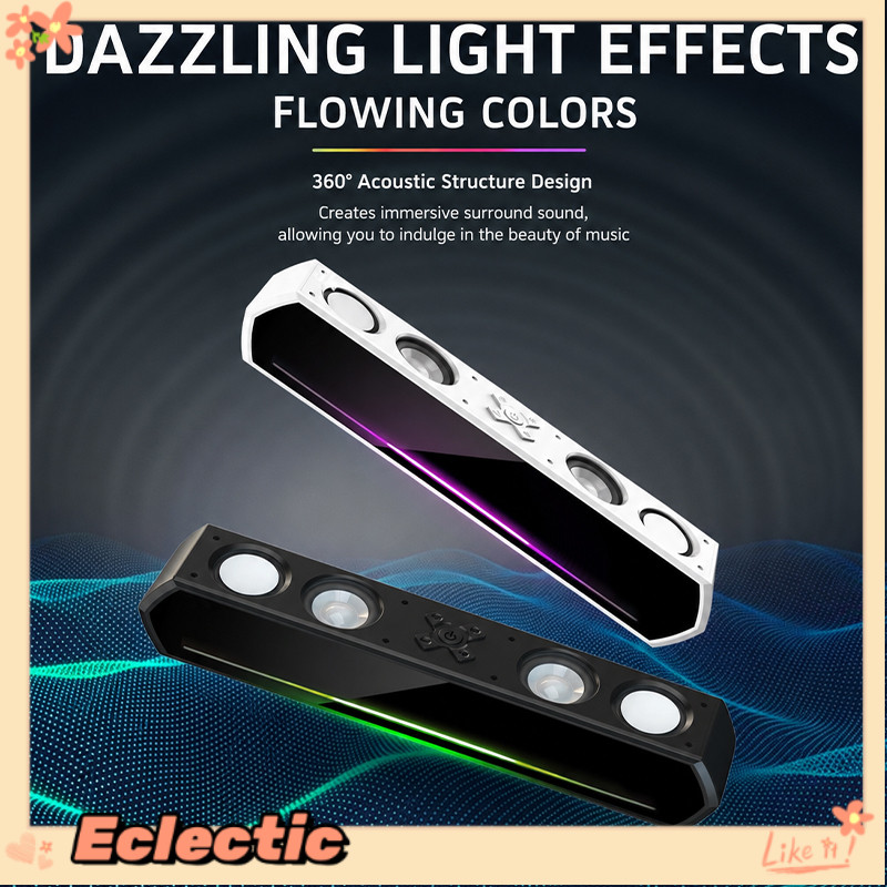 - Eclectic - JK-1119 Quad Driver Loa Bluetooth Bass Nặng Máy Tính Để Bàn Không Dây Đèn RGB Soundbar