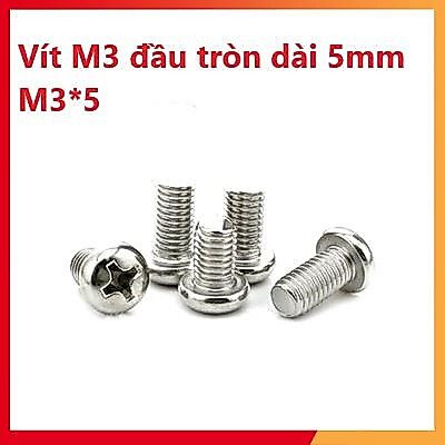 Gói 10 Con - Vít M3 đầu tròn dài 5mm - M3*5, dài 8mm - M3*8, Gói 10 Con - Đai Ốc Lục Giác M3 - đường