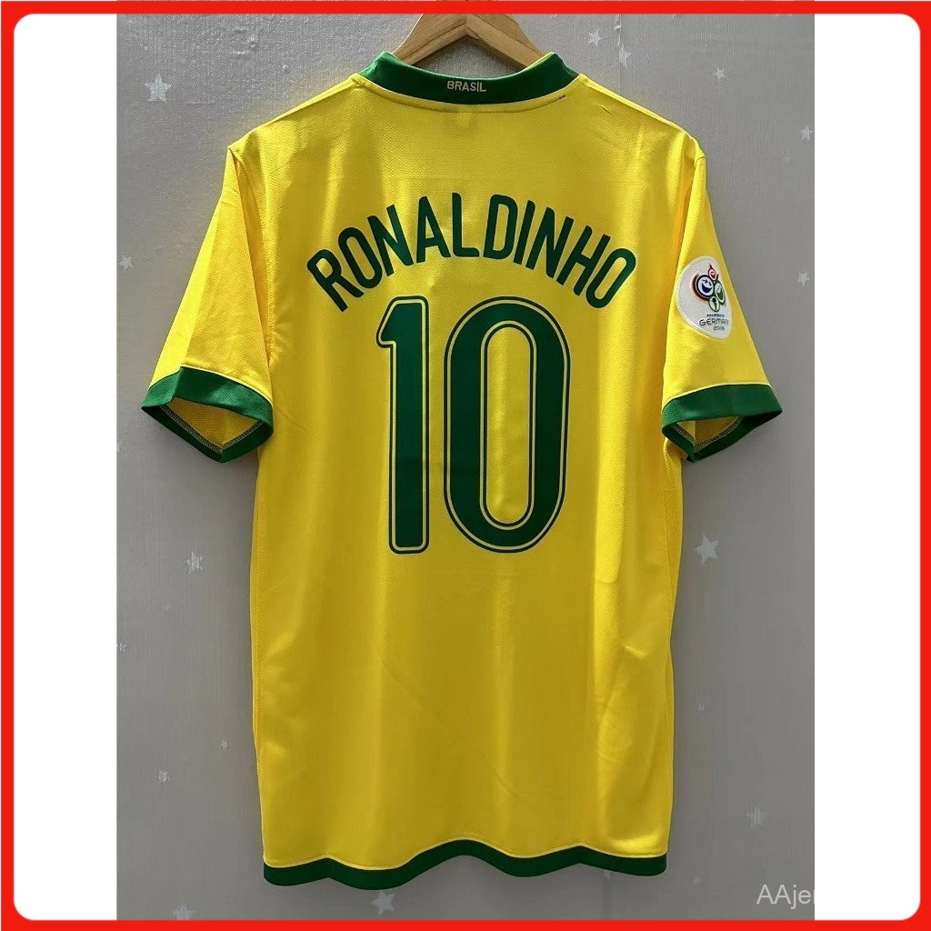 2006 Brazil Nhà Retro Áo Bóng Đá Tùy Chỉnh Áo Thun 06 RONALDINHO Áo Bóng Đá RONALDO