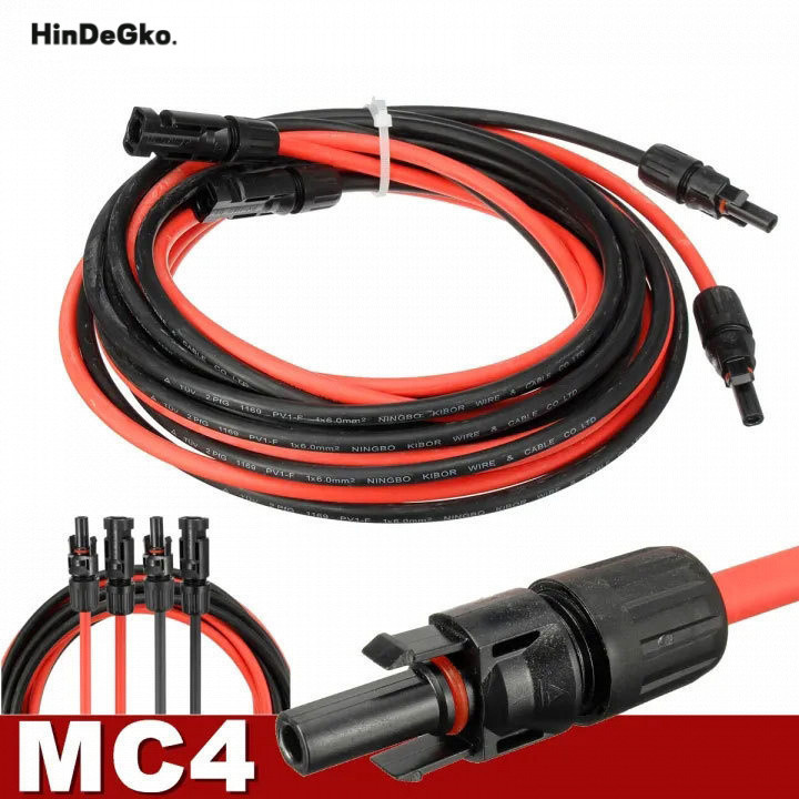1Pair Black & Red , 10/20/30 Feet Solar Panel Extension Cable Wire with MC4 Female and Male Connecto