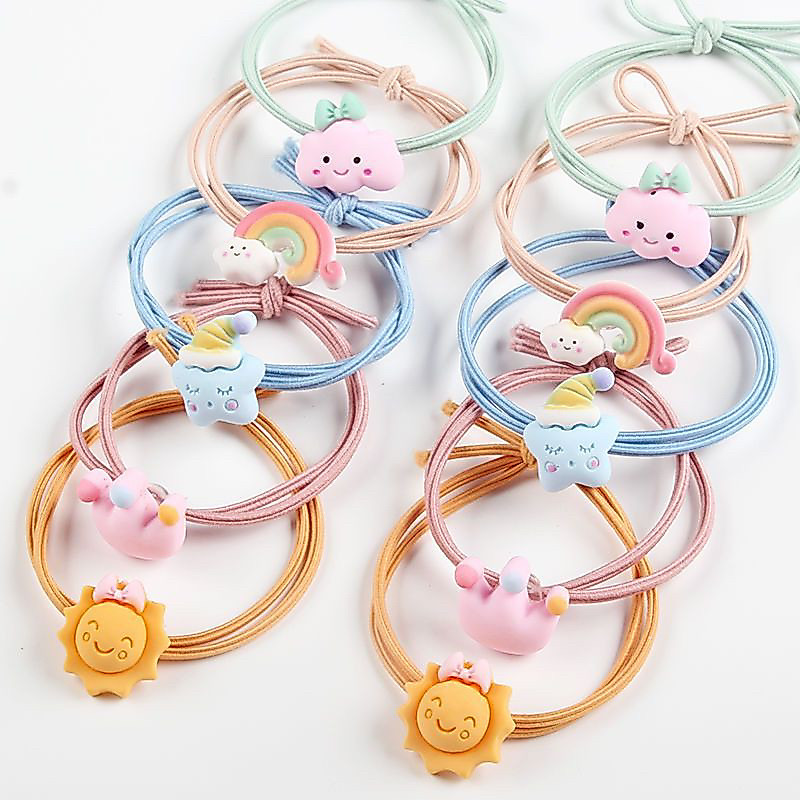 set 5 sợi cột tóc nhiều hình cho bé gái