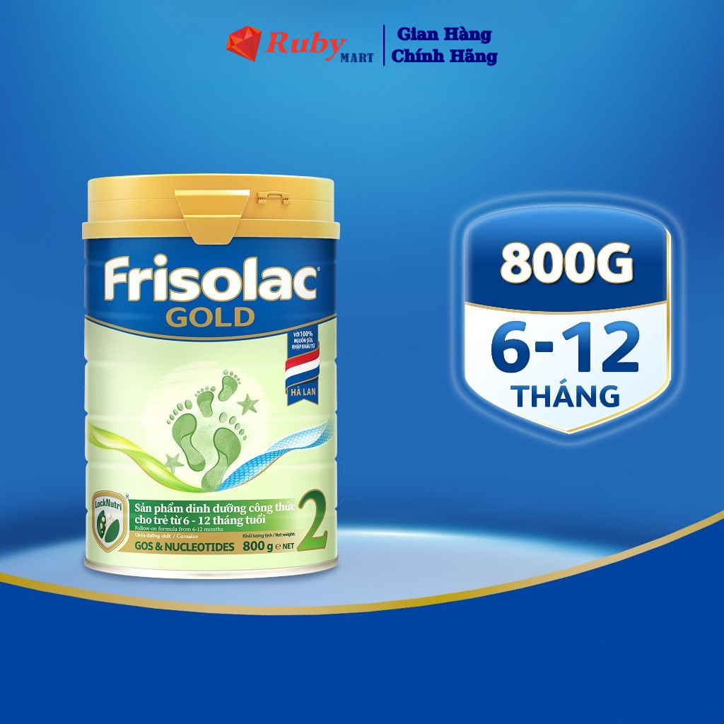 Sữa Bột Frisolac Gold 2 lon thiếc 800G-cho trẻ từ 6-12 tháng tuổi