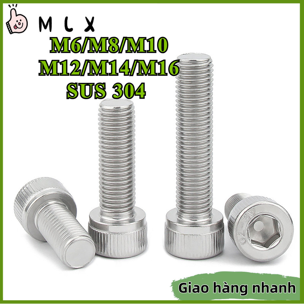 Vít Đầu Lục Giác Chìm Ren Bước Mịn Inox 304 - Vít Máy Ren Xuốt Đầu Trụ Chống Gỉ Cho Cơ Khí Chính Xác