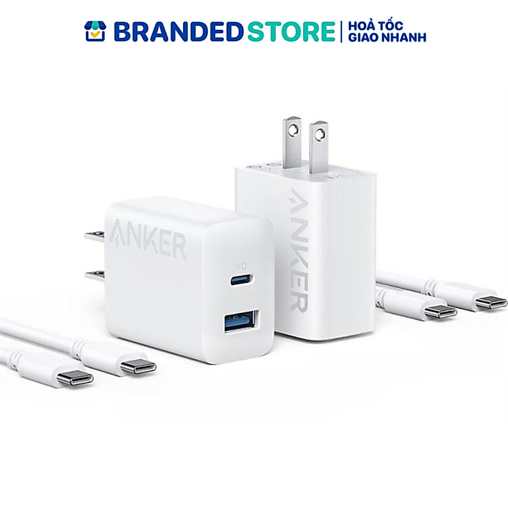 [HỎA TỐC] Củ Sạc Nhanh Anker 312 B2348 20W 1 USB-C 1 USB-A Kèm Cáp USB-C to USB-C, Hỗ Trợ PD 3.0 Pow