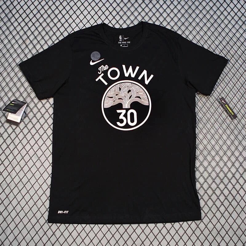 NBA Golden State Warriors Curry Curry The Town No. 30 Áo thun thể thao cổ tròn tập luyện bóng rổ tay