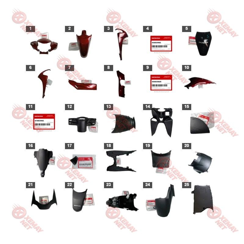 Bộ Nhựa - Dàn Vỏ - Dàn Áo Vision 110 K2C Năm 2023 Màu Đỏ R368