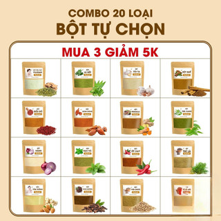 20 loại bột tự chọn, cần tây, rau má, cam thảo, đậu đỏ, yến mạch, quế, ngũ vị hương, bạch linh