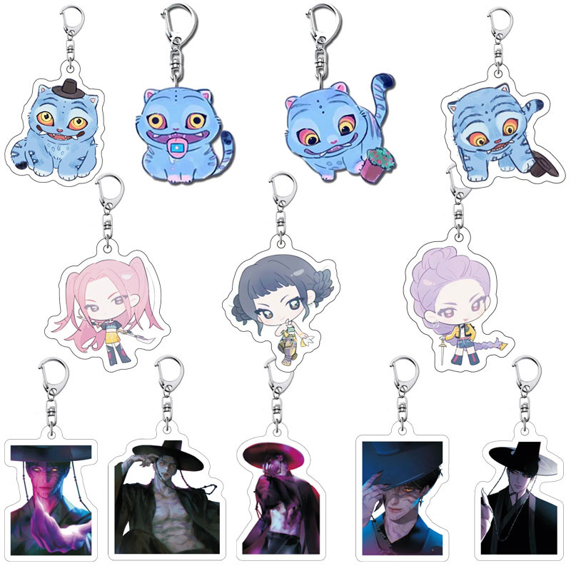 Acrylic Keychains Kpop Demon Hunters Huntrix Saja Boys Rumi Zoey Mira Sold My Soul Keyrings Bag Pend