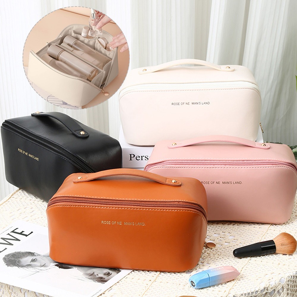 Makeup bag Ladies makeup bag PU leather cosmetic storage bag Travel toiletry storage bag Cosmetic ha