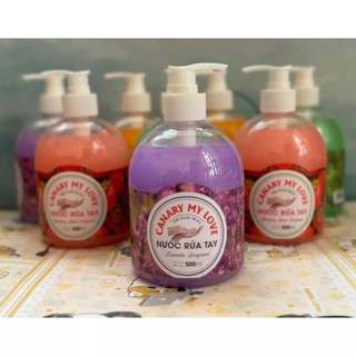 Nước rửa tay Canary hương dâu/trà xanh/lavender/dưa lưới chai 500ml