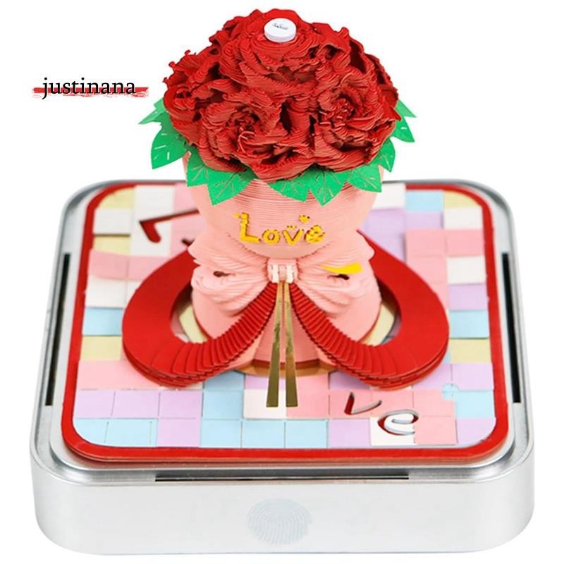 Lịch 3D 2025, Bó hoa hồng ngày lễ tình nhân, Lịch xé rách 3d, Lịch rách, Giấy 3D có thể xé được Note