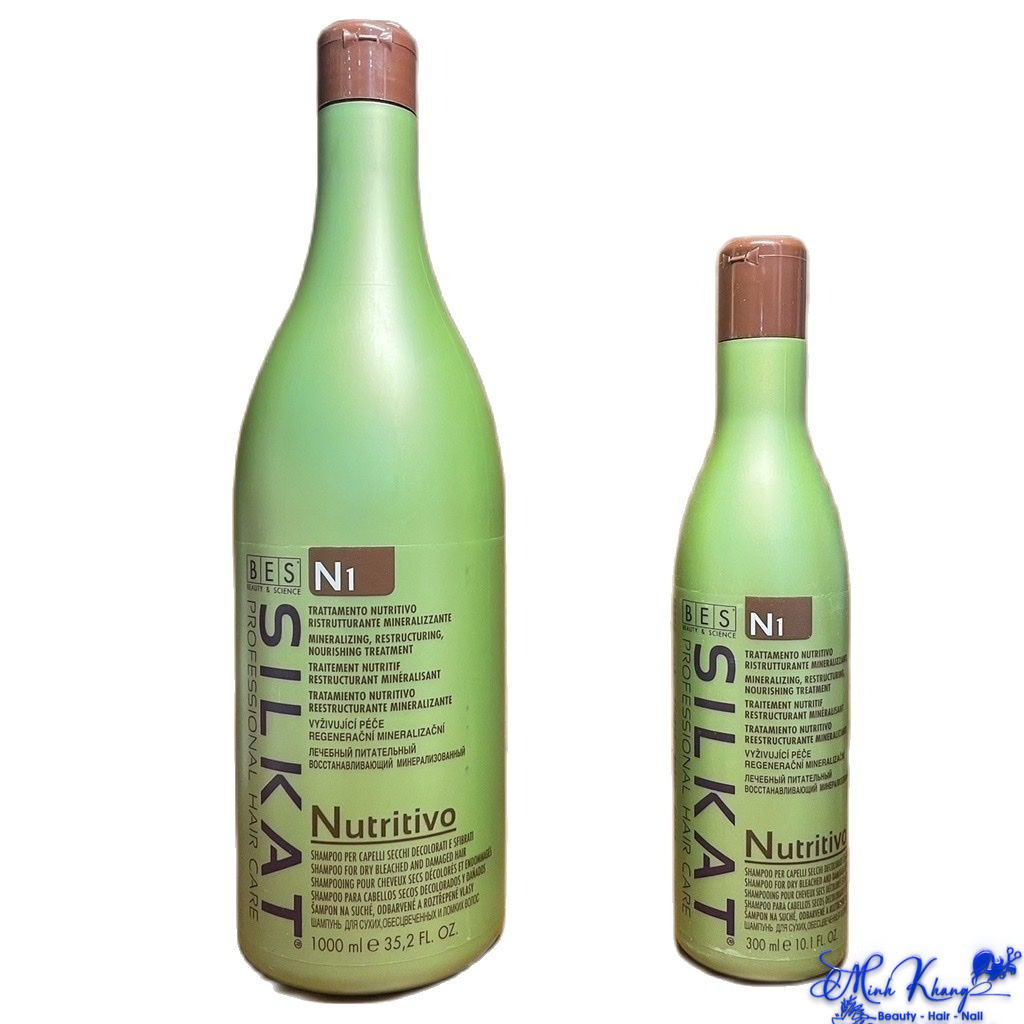 Dầu gội dành cho tóc khô, phai màu, hỏng Bes Hergen Silkat N1 Nutritivo Shampoo 1000ml [ MK ]