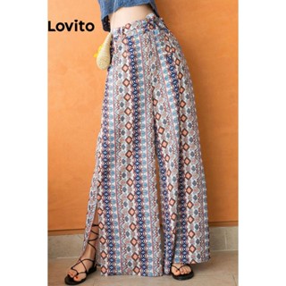 Quần Lovito xẻ tà họa tiết hoa phong cách thường ngày dành cho nữ LNE68307