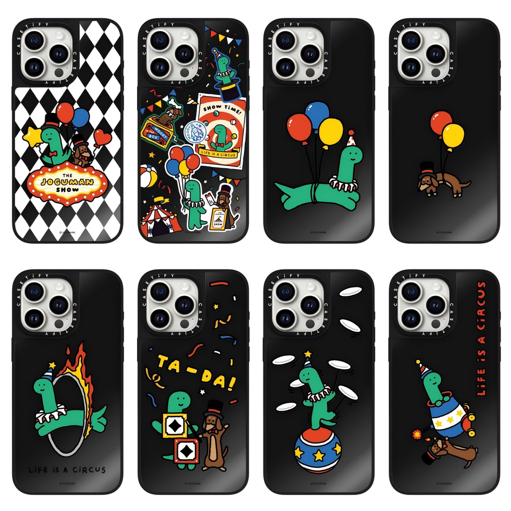 Joguman Show Dinosaur Circus Black Mirror Phone Case cho iPhone 17 16 15 14 13 12 Pro Max Plus Air, 