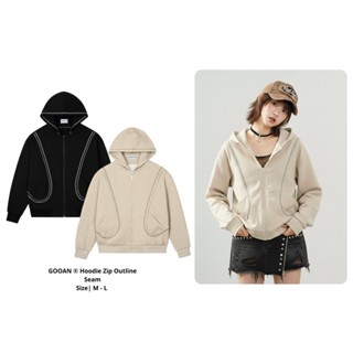  Áo Khoác Nỉ Gooan Outline Seam Unisex Hoodie Form Rộng Oversize Khóa Kéo Viền Chỉ Nổi Streetwear Nam Nữ 