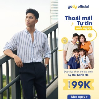 [FS 10%] Áo sơ mi nam YODY dài tay kẻ sọc vải linen dáng suông thoải mái lịch lãm MCSH25S058