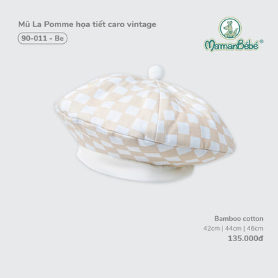 (MamanBébé chính hãng) Mũ La Pomme họa tiết caro vintage - Sợi Bamboo Cotton mềm mại, hỗ trợ kháng khuẩn – Bé trai