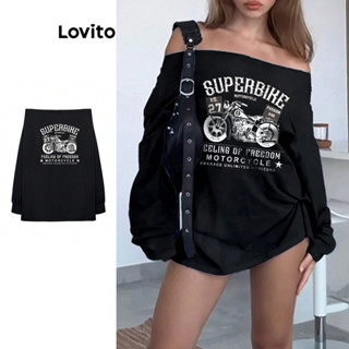 Lovito Áo thun thông thường hình áo thun hợp thời trang dành cho nữ L101AD172