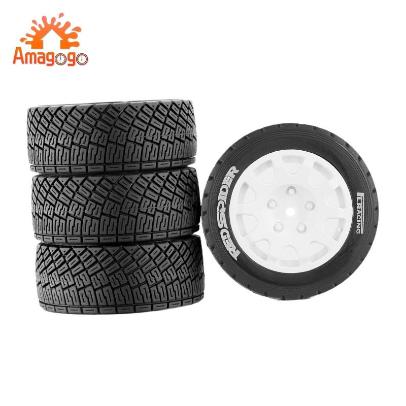 4x RC Rally Wheels RC Xe Nâng Cấp Vành Bánh Xe Lốp Cho 1: 8 DIY Sửa Đổi Phần