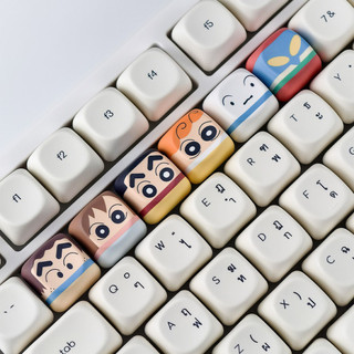 Crayon Shin-Chan Keycaps 6 chiếc PBT MOA Profile Hoạt hình dễ thương Wooting Aula F75 Rk100 Keycaps tròn Nhuộm thăng hoa Shinchan Misae Hiroshi Himawari Shiro Action Kamen Keycap