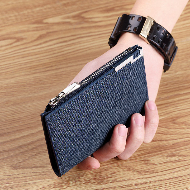 ví nam mini ví nam Ví Mới Nam Ngắn Hợp Thời Trang Canvas Thanh Niên Ví Siêu Mỏng Mini Ví Đựng Thẻ Na