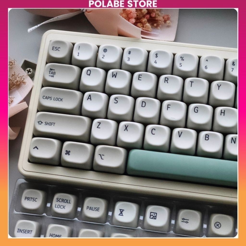 Keycap Retro Macmod Green MOA Profile PBT Dyesub Keycap Bàn Phím Cơ 60 65 75 TKL Fullsize Mac - Pola