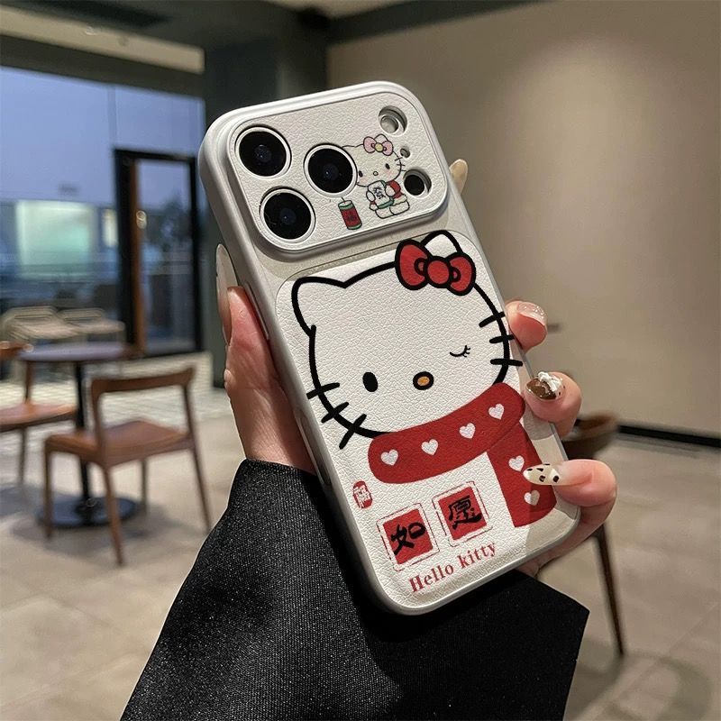 Khăn quàng cổ KT Cat Apple 17promax Vỏ điện thoại 16 Da cừu 15 / 14p Dây 13 Gương 12 / 11RPO26.3.22