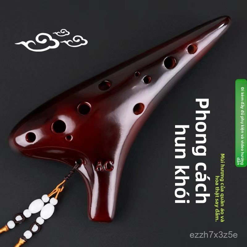 Kèn Ocarina 12 lỗ tone AC bằng gốm cao cấp nhạc cụ thổi hơi tự học tại nhà cho nam nữ học viên mới c