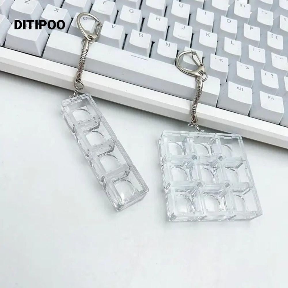 DITIPOO Bàn Phím Cơ Switch Test, Fidget Nhựa DIY Bàn Phím Móc Khóa, Fidget Trong Suốt DIY Keycap Nút