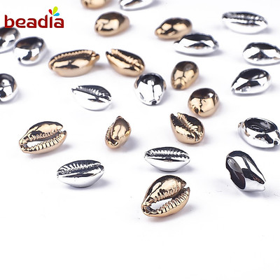 Hạt xỏ làm đồ trang sức Beadia bằng vỏ sò màu vàng/bạc cỡ 9x14-12x20mm DIY