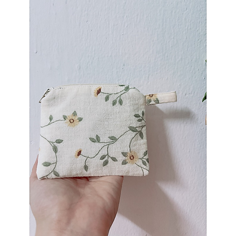 Ví Mini vải Muslin hoa handmade (đựng vừa thẻ)