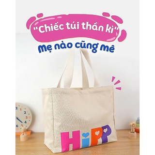 Túi vải canvas HiPP cỡ lớn đa năng cho mẹ bỉm sữa, có khóa kéo, mang đi sinh, đi làm, đi chơi...