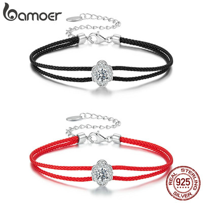 Vòng tay Moissanite bạc Bamoer 925 dệt kèm giấy chứng nhận Trang sức dành cho nữ Quà tặng
