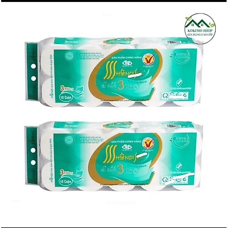 [Combo 2 bịch] Giấy vệ sinh Hà Nội 3-4 lớp siêu dai không lõi – 20 cuộn