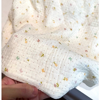 vải xô muslin 2 lớp cao cấp hàng cây chính phẩm mẫu hoa nhí hồ điệp