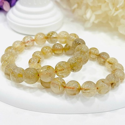 Vòng Tay Thạch Anh Tóc Vàng Cầu Tài Lộc Lắc Tay Đá Phong Thủy Hợp Mệnh Thổ Kim - Ngọc Trai Trường Thịnh