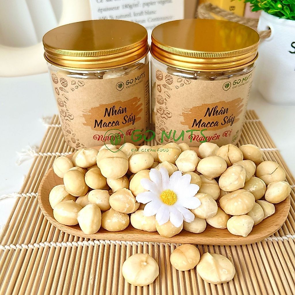 Nhân Macca sấy chín ăn liền đã tách vỏ GO NUTS hộp 250g, hạt macca size đại to đều thơm béo